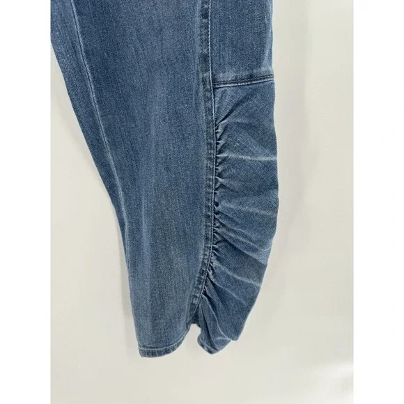Tibi Jeans Size 6 Vintage Stone Slouchy Rouched Blue Cropped Denim Pants Women’s - Picture 6 of 16